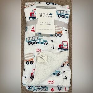 Little Movers Oversized Sherpa Baby Blanket with Construction Print